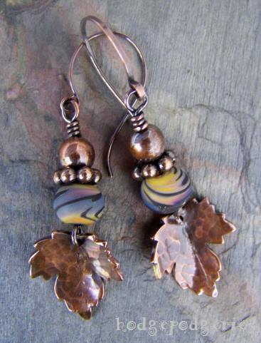 pure copper and lampwork earrings