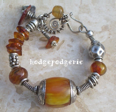 Silver and Amber Bangle